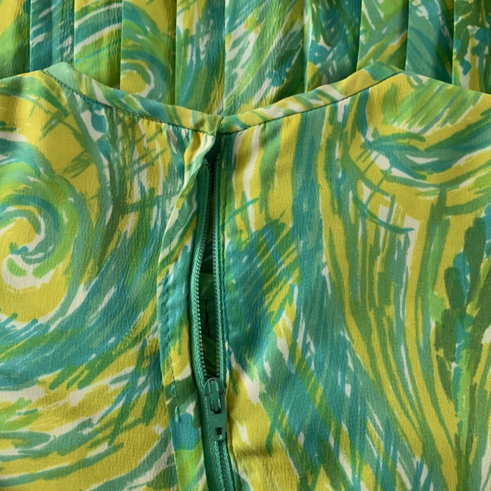 Vintage Make Mine McKettrick Pleated A-Line Van Gogh High Neck Short Sle… - Picture 9 of 11